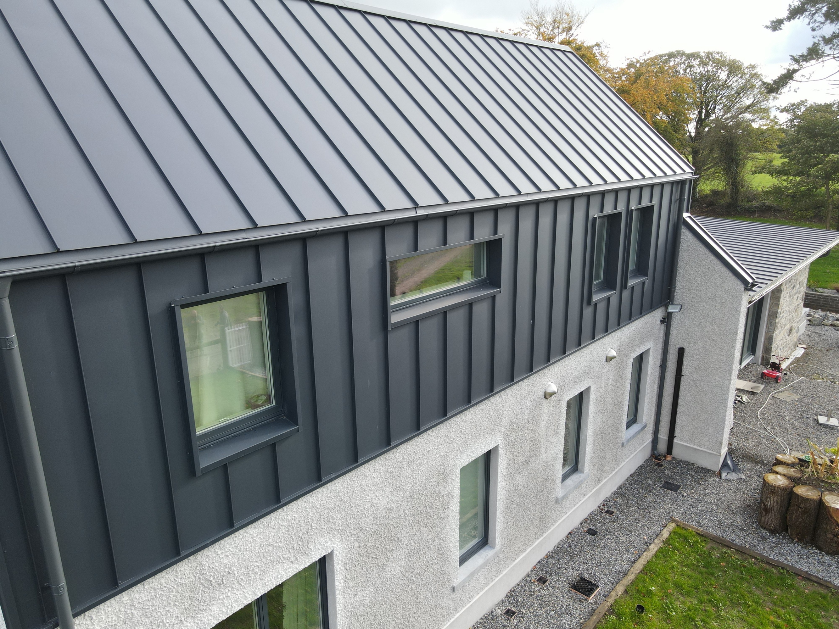 Modern extension in Westmeath with anthracite grey roofing